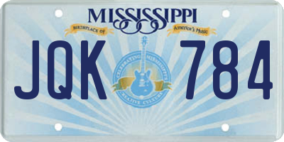 MS license plate JQK784