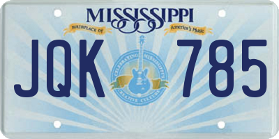 MS license plate JQK785