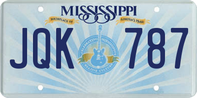 MS license plate JQK787
