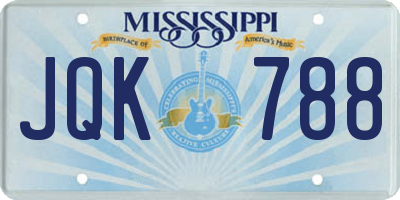 MS license plate JQK788