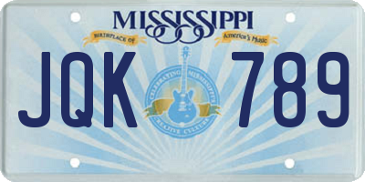 MS license plate JQK789