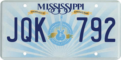 MS license plate JQK792