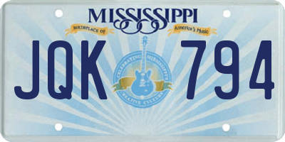 MS license plate JQK794
