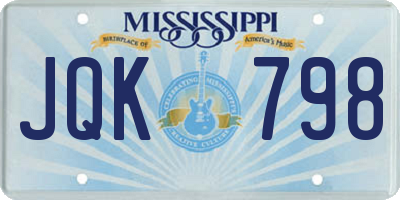 MS license plate JQK798
