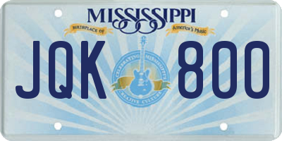MS license plate JQK800