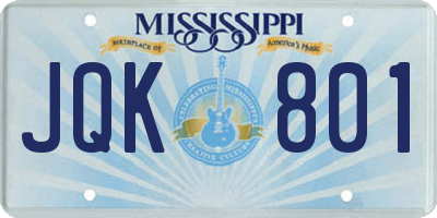 MS license plate JQK801
