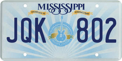 MS license plate JQK802