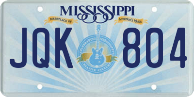 MS license plate JQK804