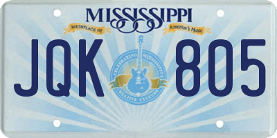 MS license plate JQK805