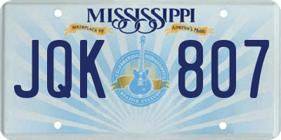 MS license plate JQK807