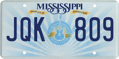 MS license plate JQK809