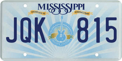 MS license plate JQK815