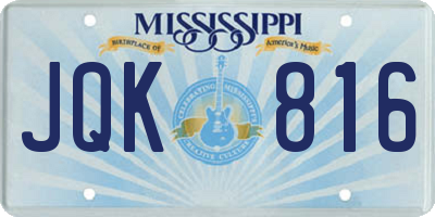 MS license plate JQK816