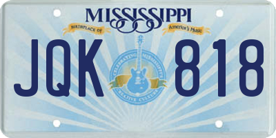 MS license plate JQK818