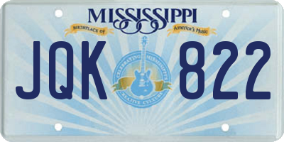 MS license plate JQK822