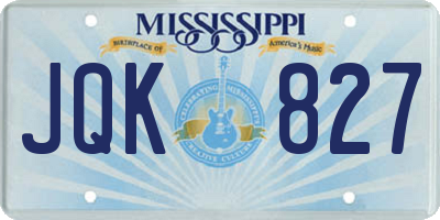 MS license plate JQK827