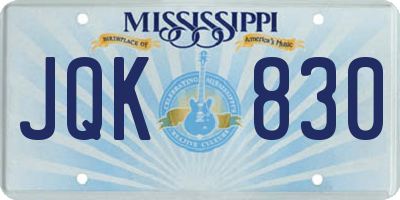 MS license plate JQK830