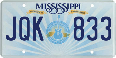 MS license plate JQK833