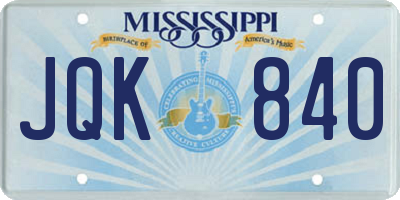 MS license plate JQK840