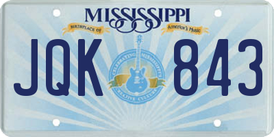 MS license plate JQK843