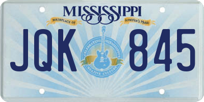 MS license plate JQK845