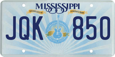 MS license plate JQK850