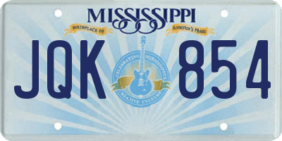 MS license plate JQK854