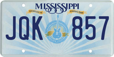 MS license plate JQK857