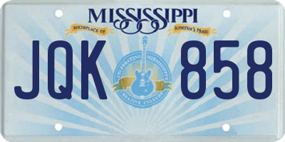 MS license plate JQK858