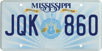 MS license plate JQK860