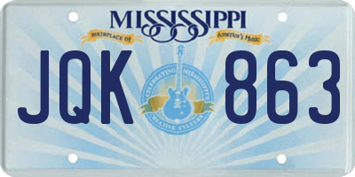 MS license plate JQK863