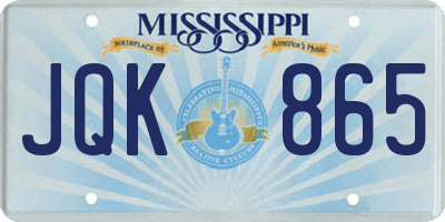 MS license plate JQK865