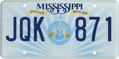 MS license plate JQK871