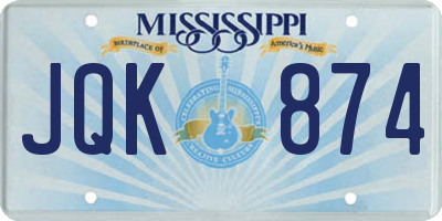 MS license plate JQK874