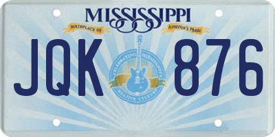 MS license plate JQK876