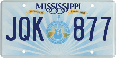MS license plate JQK877