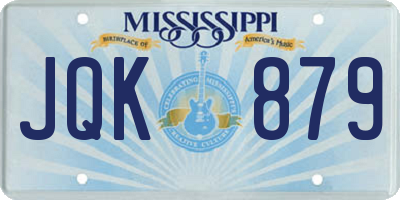 MS license plate JQK879