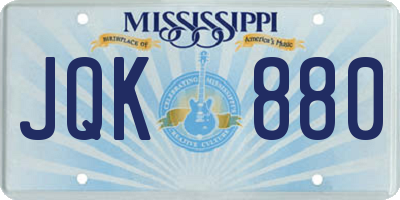 MS license plate JQK880
