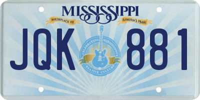 MS license plate JQK881
