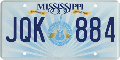 MS license plate JQK884