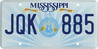 MS license plate JQK885