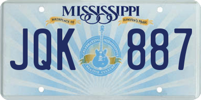 MS license plate JQK887