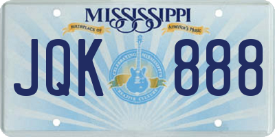 MS license plate JQK888