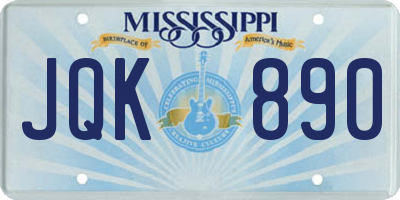 MS license plate JQK890