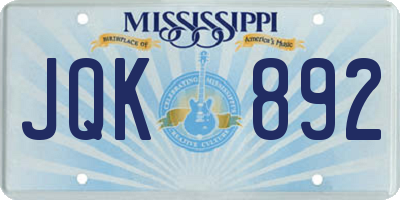 MS license plate JQK892
