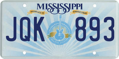 MS license plate JQK893