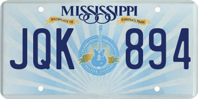 MS license plate JQK894