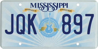 MS license plate JQK897