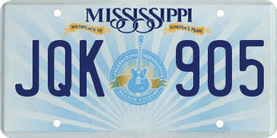 MS license plate JQK905