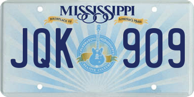 MS license plate JQK909